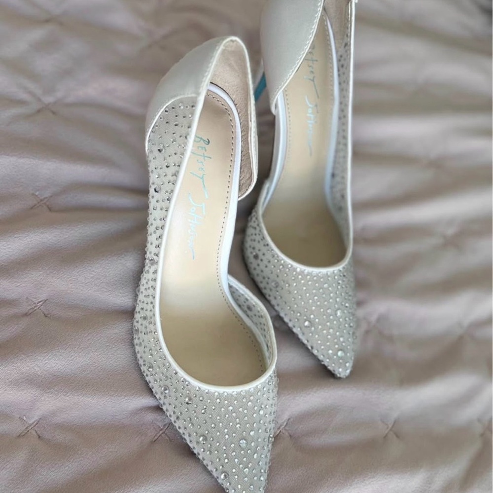 Betsey Johnson Silver Sparkle Heels